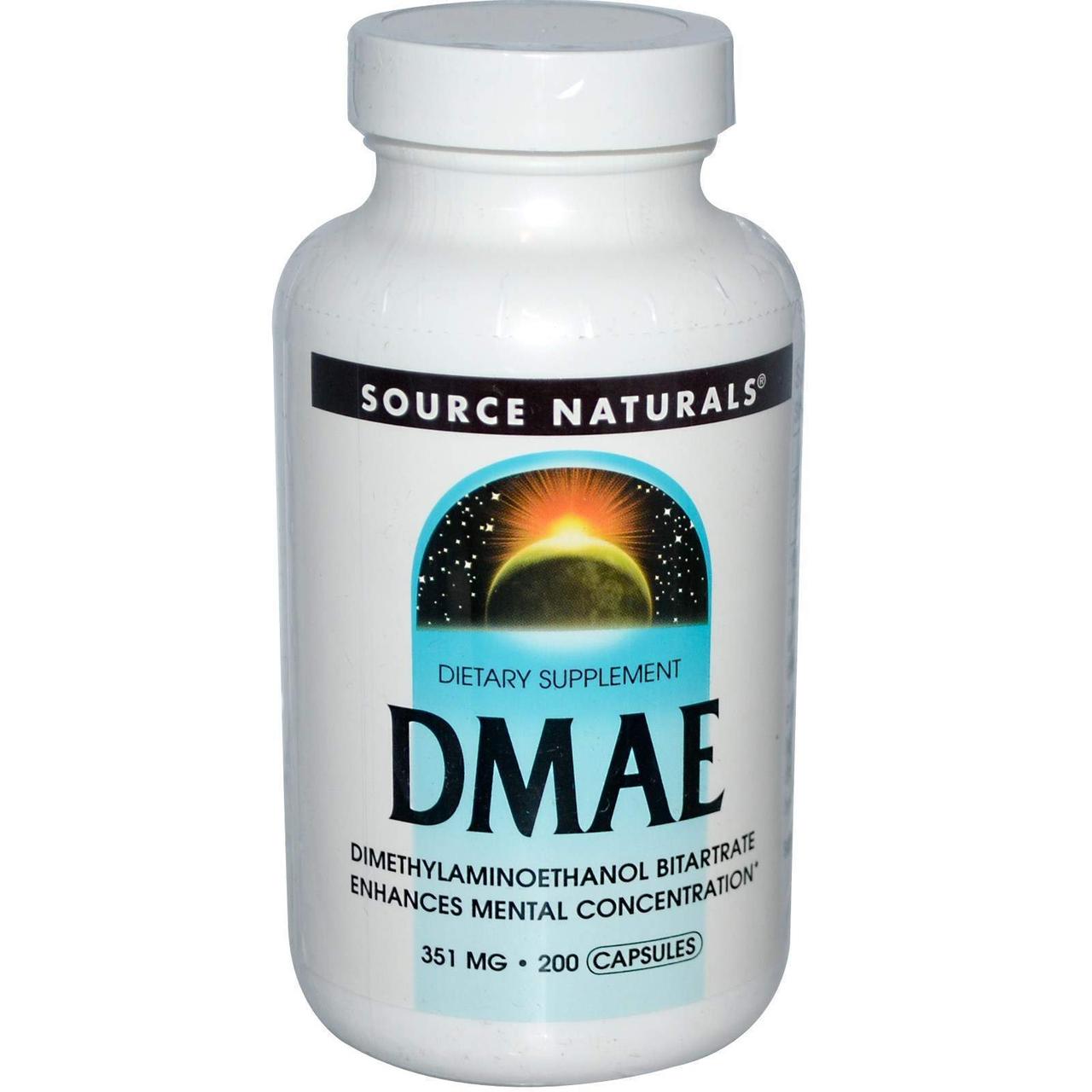 DMAE (диметиламіноетанол), Source Naturals, 351 мг, 200 капсул, фото 1