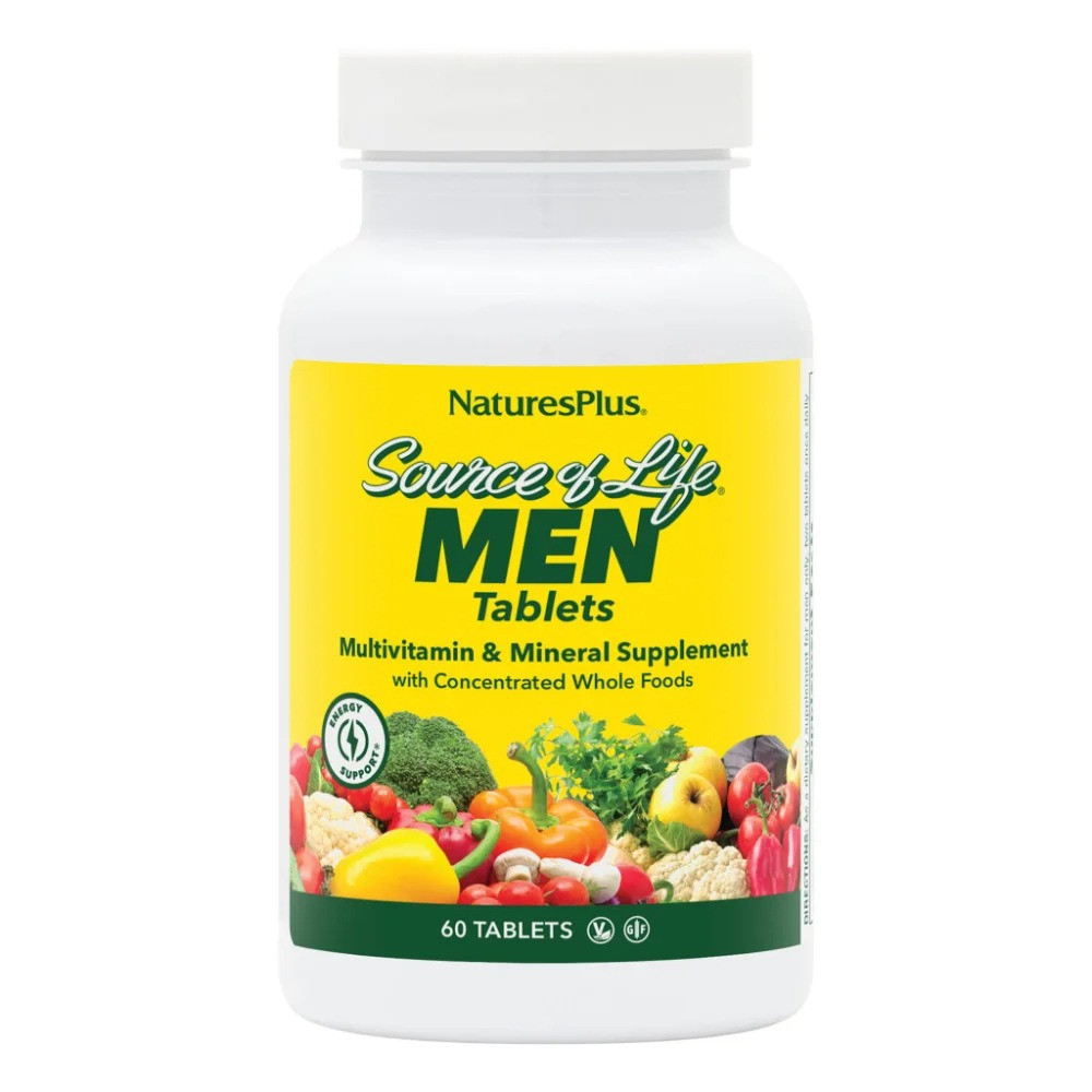 Мультивітаміни для чоловіків, Multi-Vitamin and Mineral, Nature's Supplement, Source of Life Men, без заліза, 60 таблеток, фото 1