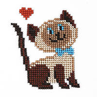 Набір для творчості вишивки бісером "Кішка з блакитним бантом" розміром 11х11 см