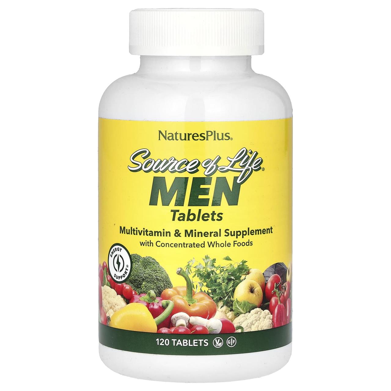 Мультивітаміни та мінералі для чоловіків, Source of Life Men, Nature's Plus, Source of Life Men, з концентрованими цільними, фото 1