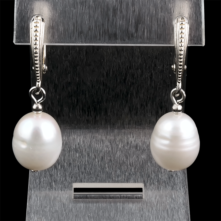 Перли білий, срібло 925, сережки, 082СРЖ
