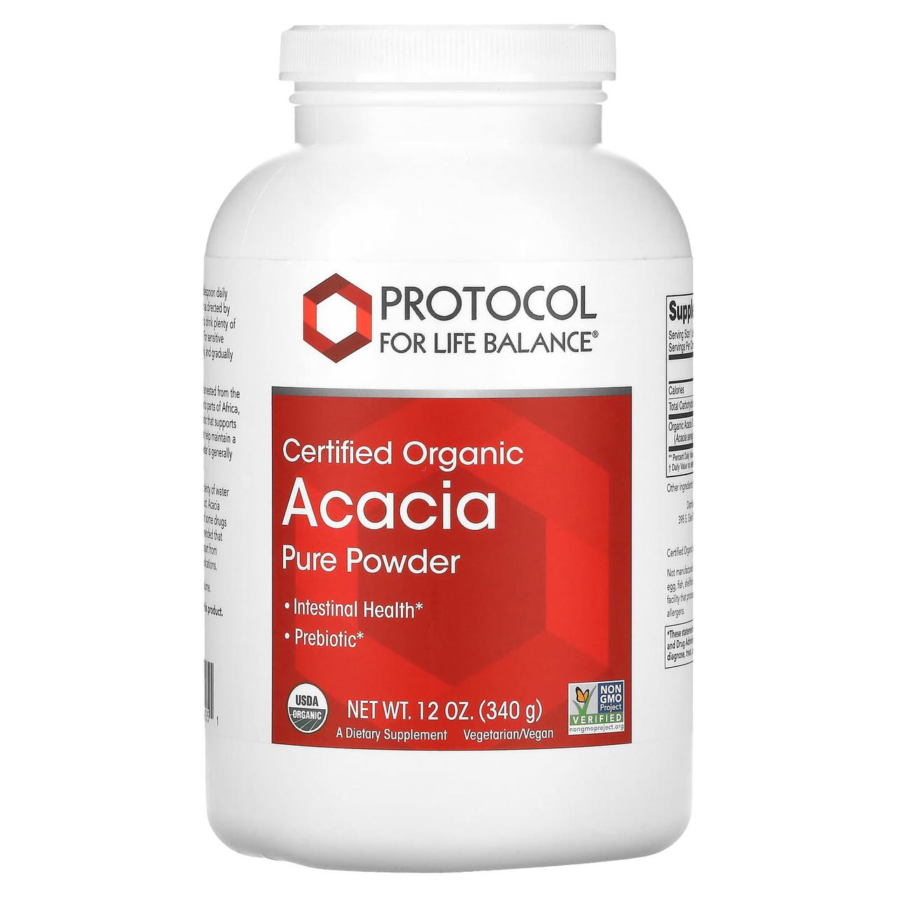 Акація, Acacia Pure Powder, Protocol for Life Balance, чистий порошок, сертифікований органічний, 340 г, фото 1