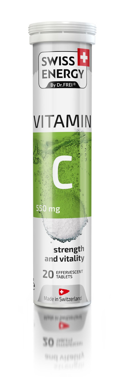 Вітамін С, VITAMIN C, Swiss Energy, лайм, 550 мг, 20 розчинних таблеток, фото 1
