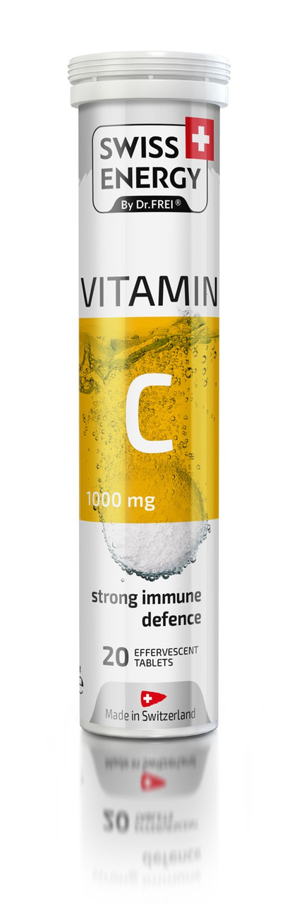Вітамін С, VITAMIN C, Swiss Energy, апельсин, 1000 мг, 20 розчинних таблеток, фото 1