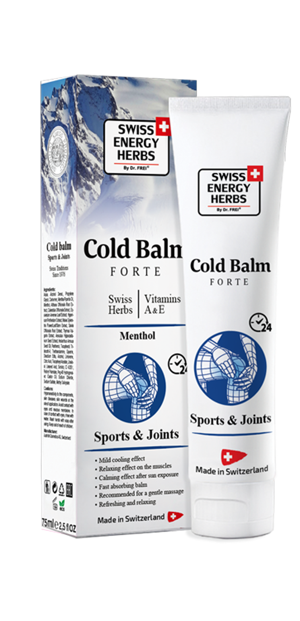 Бальзам охолоджуючий, Herbs Cold Balm Forte Sports & Joints, Swiss Energy, швейцарські трави, вітаміни, ментол, 75 мл, фото 1