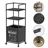 Металевий кошик для білизни з колесами Кошик для зберігання білизни Washday + 2 полиці Сталаж із кошиком, фото 2