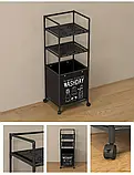 Металевий кошик для білизни з колесами Кошик для зберігання білизни Washday + 2 полиці Сталаж із кошиком, фото 5