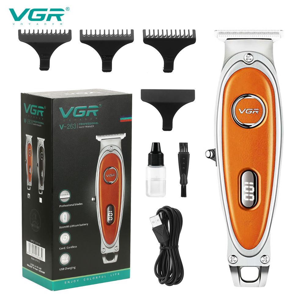 Тример VGR V‑263 ORANGE, 3 насадки, LED дисплей, акумуляторний, сталеві леза