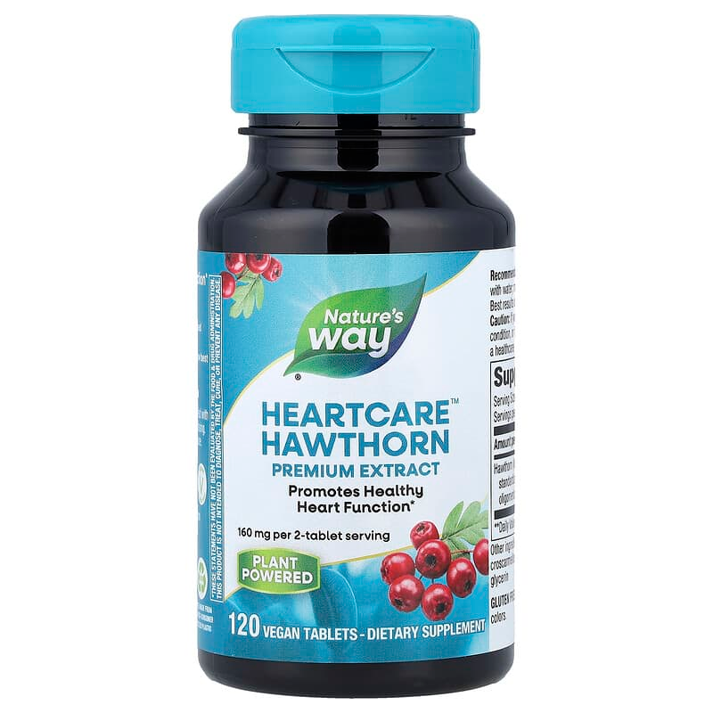 Глід, Hawthorn, Nature's Way, екстракт, 160 мг, 120 веганських таблеток (80 мг на таблетку), фото 1