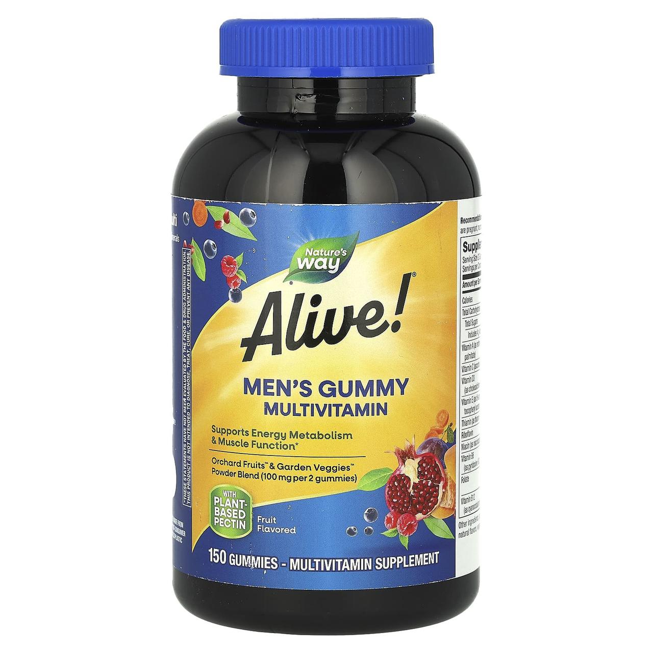 Мультивітаміни для чоловіків, Men's Gummy Multivitamin, Nature's Way, Alive!, фруктовий смак, 150 жувальних цукерок, фото 1