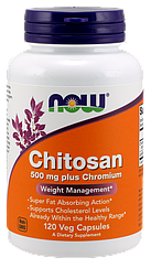 Хітозан та хром для схуднення, Chitosan, Now Foods, 500 мг, 120 капсул
