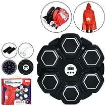 Дитячий настінний боксерський тренажер MS 4652 Black з 6 мішенями, Bluetooth, плащем, рукавичками та підсвіткою
