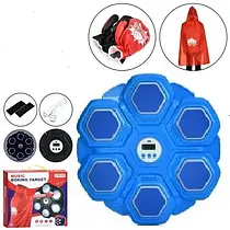 Дитячий настінний боксерський тренажер MS 4652 Blue з 6 мішенями, Bluetooth, плащем, рукавичками та підсвіткою