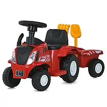 Каталка-толокар із мотором 2в1 Bambi M 6153B-3, музика, світло, трактор з причепом