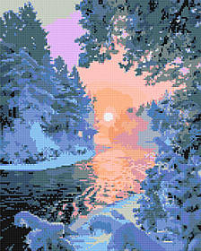 Алмазна мозаїка/вишивка Зимовий пейзаж 40*50 см Орігамі OD 3096
