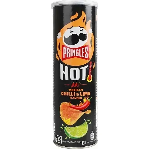 Чіпси Pringles Hot зі смаком лайма та чилі (Mexican Chilli and Lime) 160г