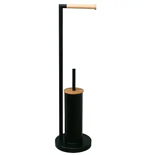 Тримач для туалетного паперу та щітка, метал + дерево