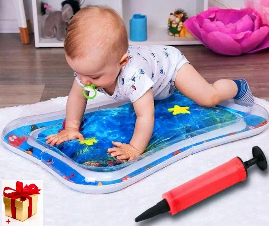 Водяний килимок Qmol з рибками з насосом Дитячий надувний водний килимок для малюків, фото 1