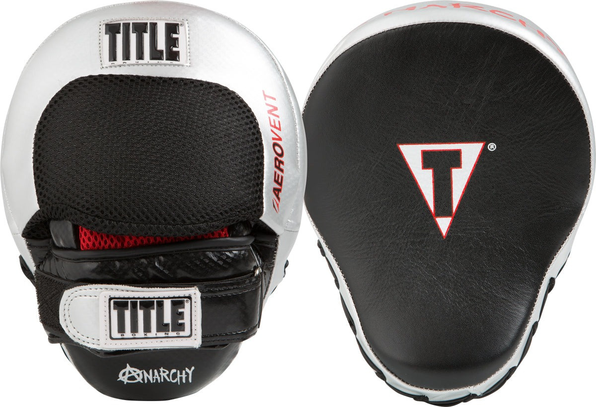 Лапи боксерські TITLE Boxing Aerovent Anarchy Punch Mitts Black/Silver, фото 1