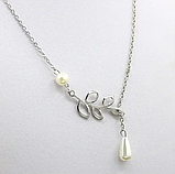 Підвіска гілочка і перли листочок кулон намисто, фото 4