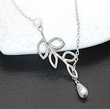 Підвіска гілочка і перли листочок кулон намисто, фото 5