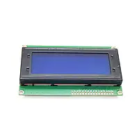 РК дисплей 2004A 20×4 — синій екран, білі символи, HD44780, 5 В