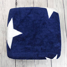 Подушка на табуретку з мікрофібри з гумкою на поролоні 35х35см Зірки сині