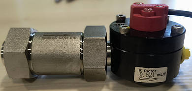 Лічильник, витратомір рідини М6-А (M-6A) до 100 л./год. (овальні шестерні, алюміній, імп.вихід Холл)