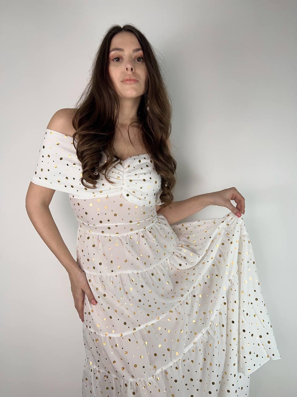 Напівпрозоре плаття міді з відкритими плечима та воланами (р.42, 44) 10036088, фото 1