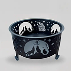 Кострова чаша VESUVI Вовки на варті сталева кругла з художнім різьбленням на ніжках, діаметр 600 мм, фото 2