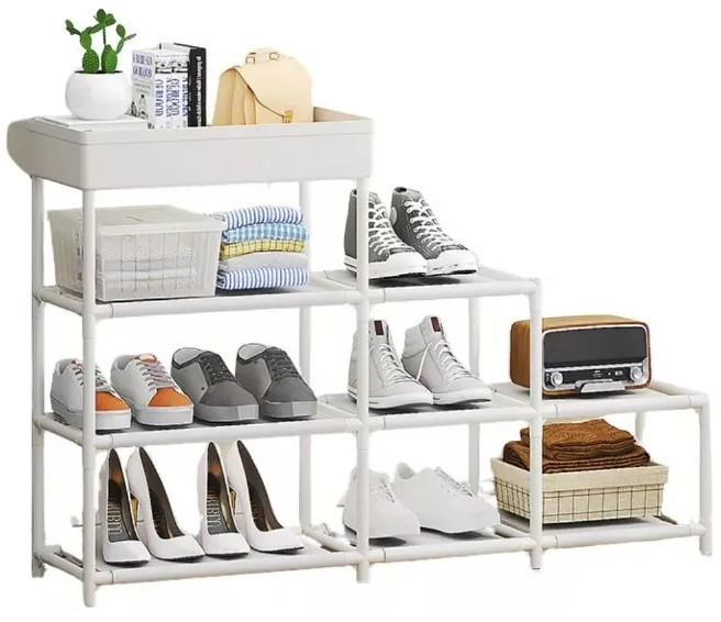 Полиця для Взуття 4 Вертикальні смужки Довга Storage Shoe Rack, фото 1