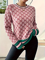 Светр жіночий в'язаний теплий рожевий чорний білий