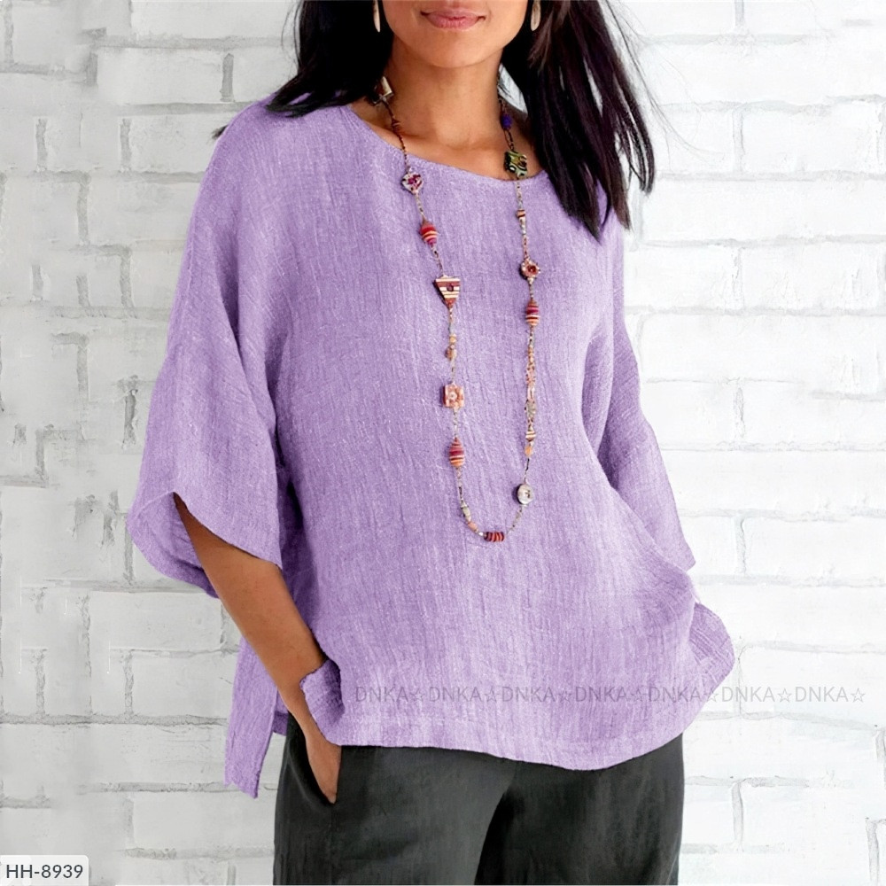 Блузка жіноча однотонна базова повсякденна зручна м'яка вільного фасону розміри 42-48 арт 15473