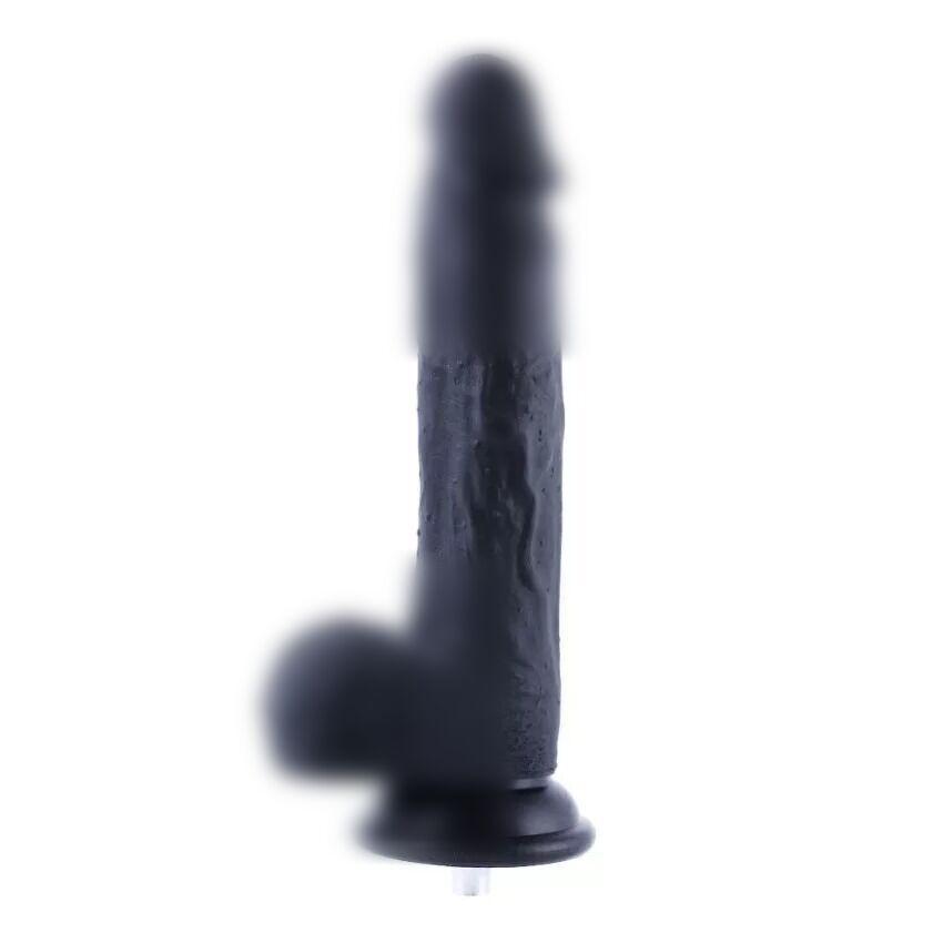 Силіконовий фалоімітатор із кріпленням для секс-машини Hismith 8.3" Silicone Dildo Black, 21х4,5 см., фото 1