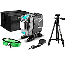 Лазерний рівень Deko 3D DKLL12tdP02 12 ліній Відкалібрований Зелений промінь Нівелір (штатив 1.02м)