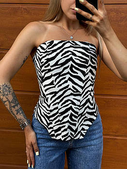 Жіночний корсет із деніму з принтом «зебра» S-M