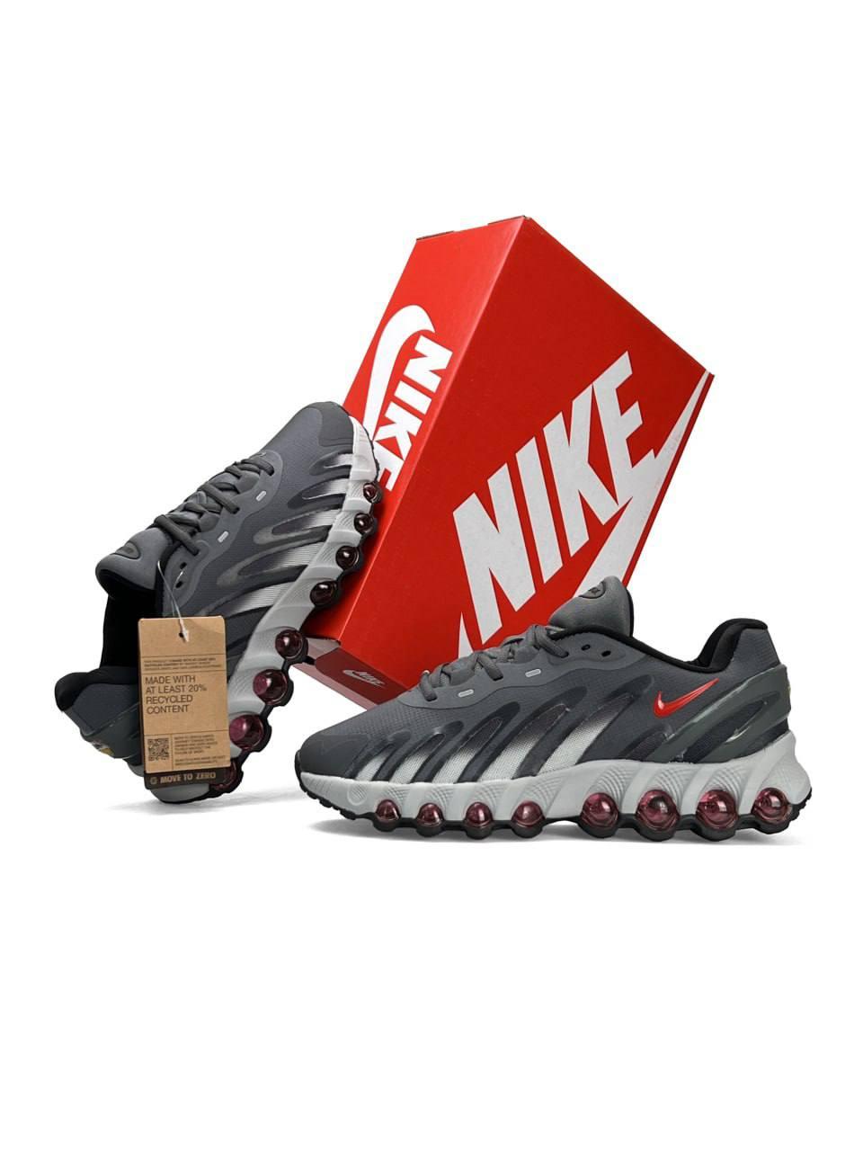 Чоловічі текстильні кросівки Nike Air Max Dn8 Grey White Red, текстильні кеди Найк сірі. Чоловіче взуття