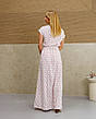 Довга сукня, літня в молочному кольорі з рожевими квітами "Аліна". Розміри від 44 до 58, фото 8