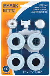 Комплект футорок (перехідників) MAREK 1"х1/2" для радіаторів. Професійне підключення без протікань!