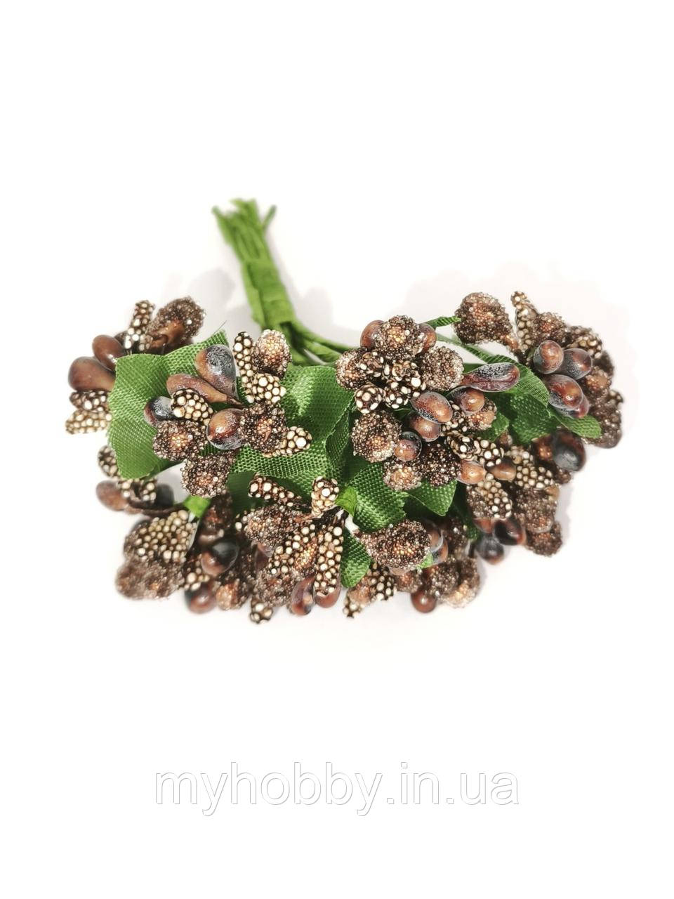 Тичинки складні 12шт Коричнева для декору, фото 1