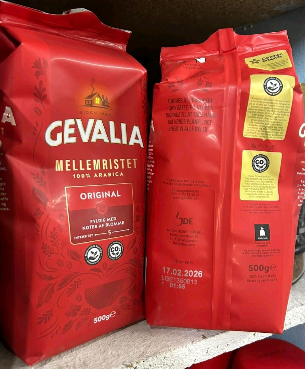 ОРИГІНАЛ! Кава мелена Gevalia Mellemristet ORIGINAL 500 г, 100% Arabica Швеція