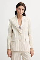 Urbanshop com ua Піджак з домішкою льону Sisley колір бежевий однобортний візерунок 25ICLW030 РОЗМІРИ