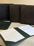 Шкіряна папка для документів А4 "На підпис" Зелена, фото 4