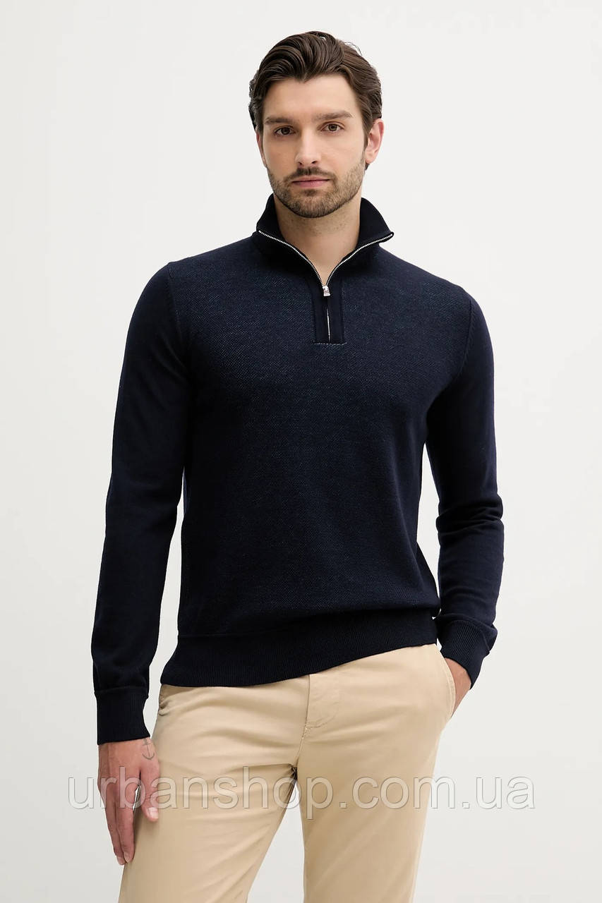 Urbanshop com ua Вовняний светр BOSS колір синій півгольф 50543155 РОЗМІРИ ЗАПИТУЙТЕ