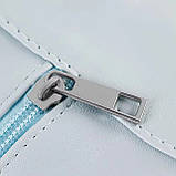 Косметичка зі штучної шкіри на 2 відділення у ванну кімнату для сухих і вологих речей, блакитна, фото 7