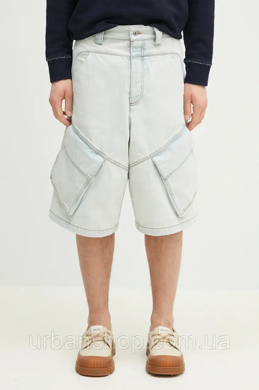 Urbanshop com ua Джинсові шорти Marcelo Burlon Bleach Dnm Wide Cargo Shorts Light Blue чоловічі