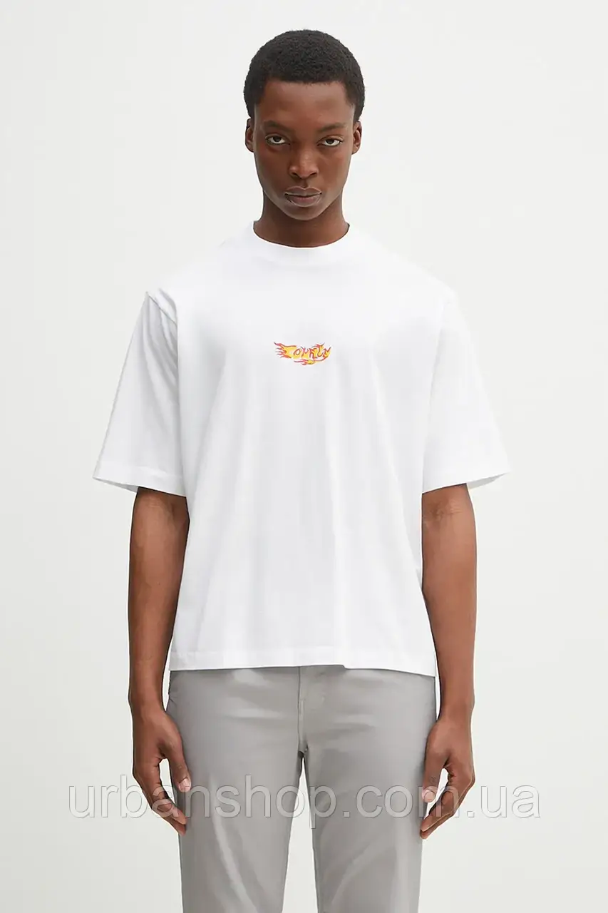 Urbanshop com ua Бавовняна футболка Marcelo Burlon County Flame Boxy T-Shirt White Red чоловіча колір білий