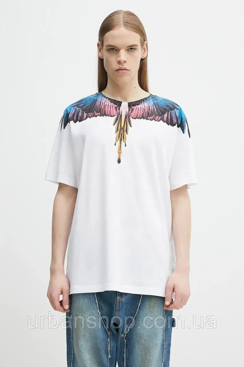 Urbanshop com ua Бавовняна футболка Marcelo Burlon Icon Wings Basic T-Shirt White Pink чоловіча колір білий з