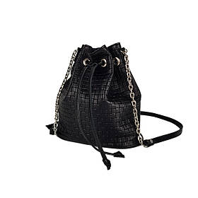 Сумка жіноча "Бель" натуральна шкіра, чорна плетіння вінето