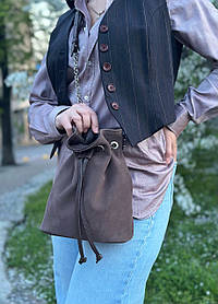 Сумка жіноча "Бель" натуральна шкіра, замша, коричневий (капучіно)